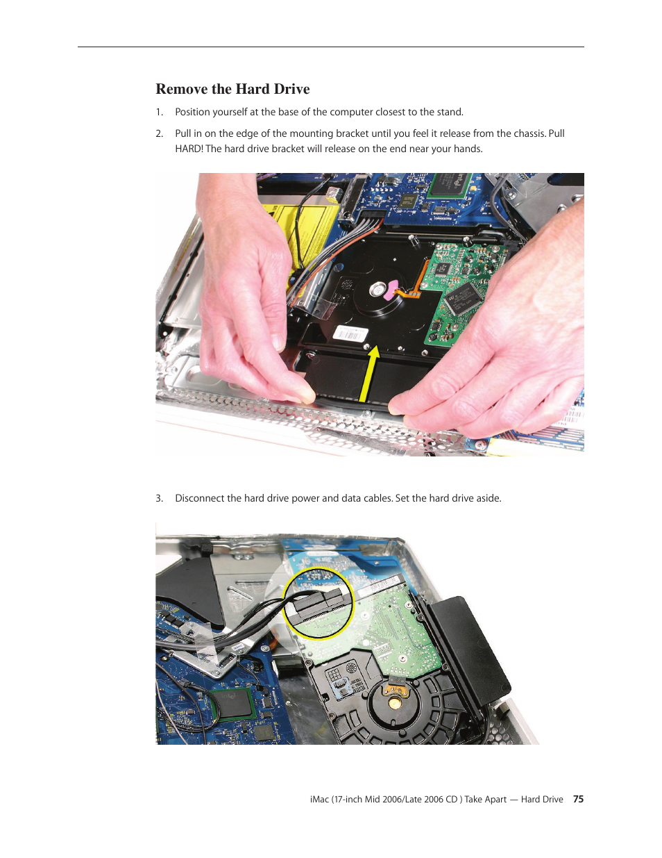 Remove the hard drive | Apple iMac (17-inch Mid 2006) User Manual | Page 75 / 160