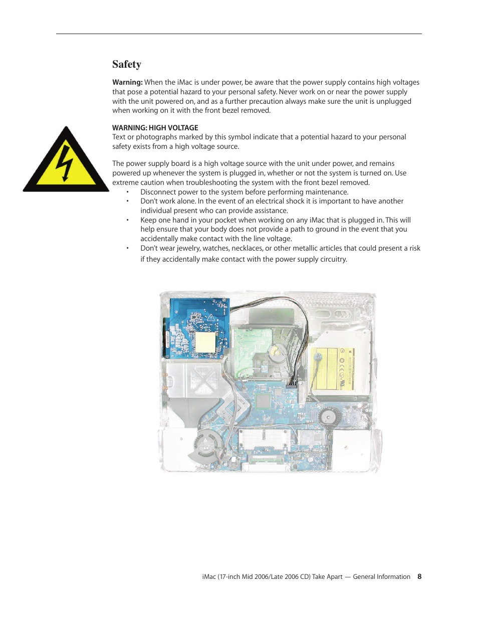 Safety, Safety 8 | Apple iMac (17-inch Mid 2006) User Manual | Page 8 / 160