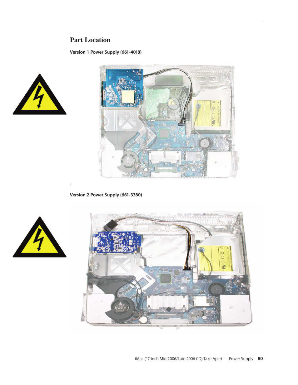 Part location | Apple iMac (17-inch Mid 2006) User Manual | Page 80 / 160