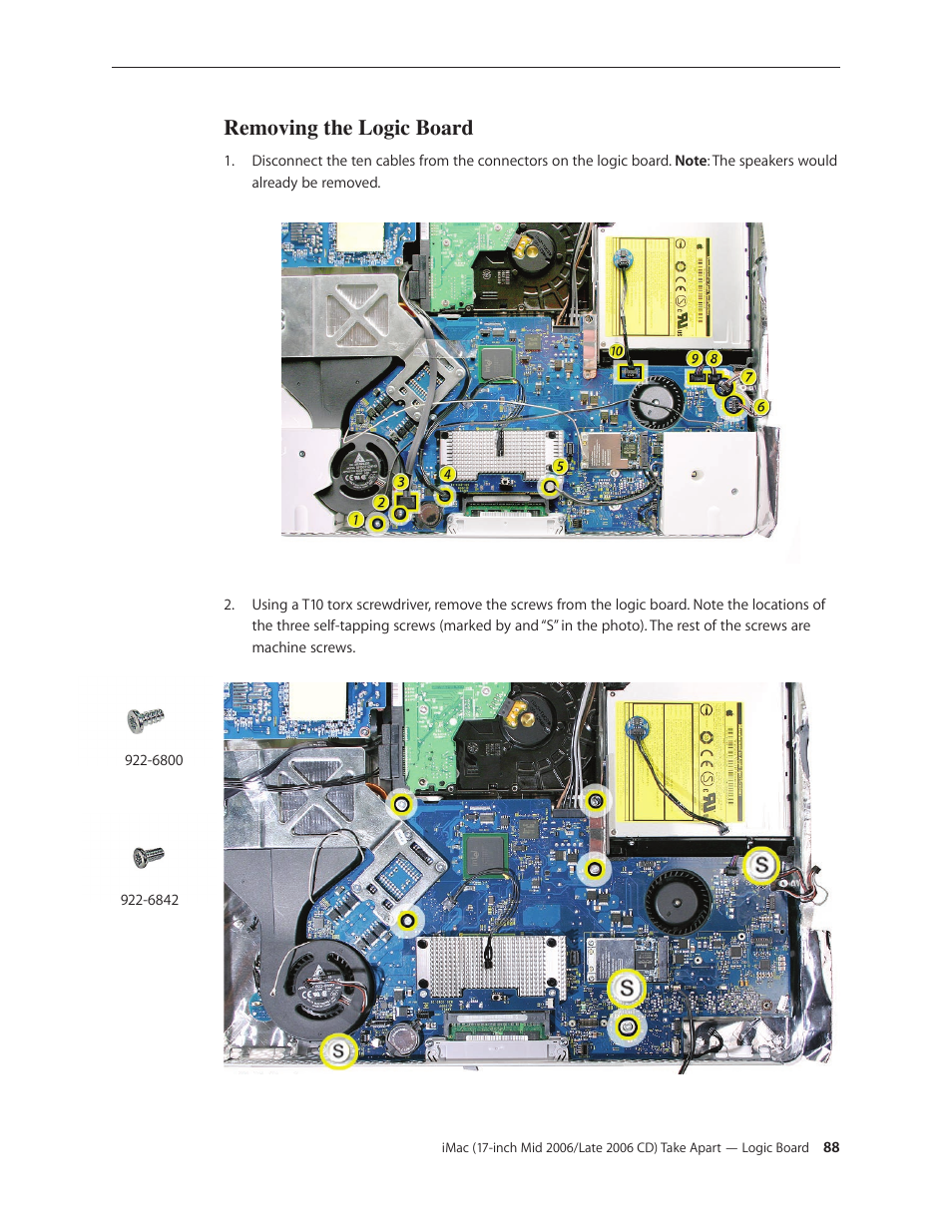 Removing the logic board | Apple iMac (17-inch Mid 2006) User Manual | Page 88 / 160