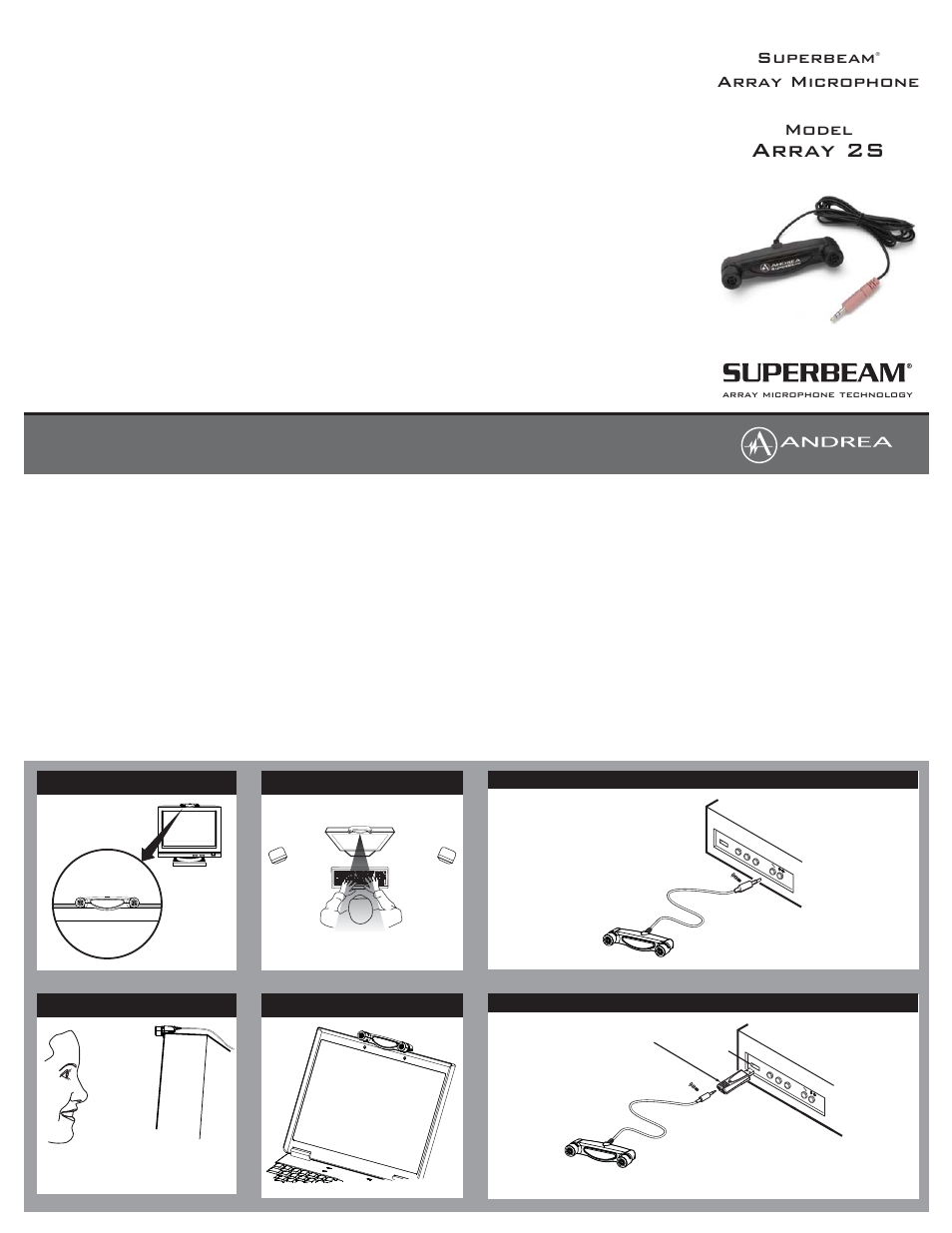 Array 2s, Superbeam, Array microphone model | Andrea Electronics USB-SA User Manual | Page 2 / 2