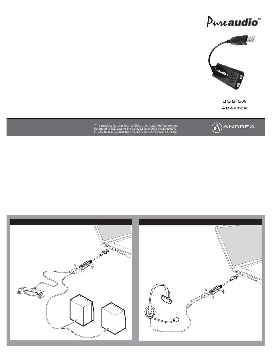 Andrea Electronics USB-SA User Manual | 1 page