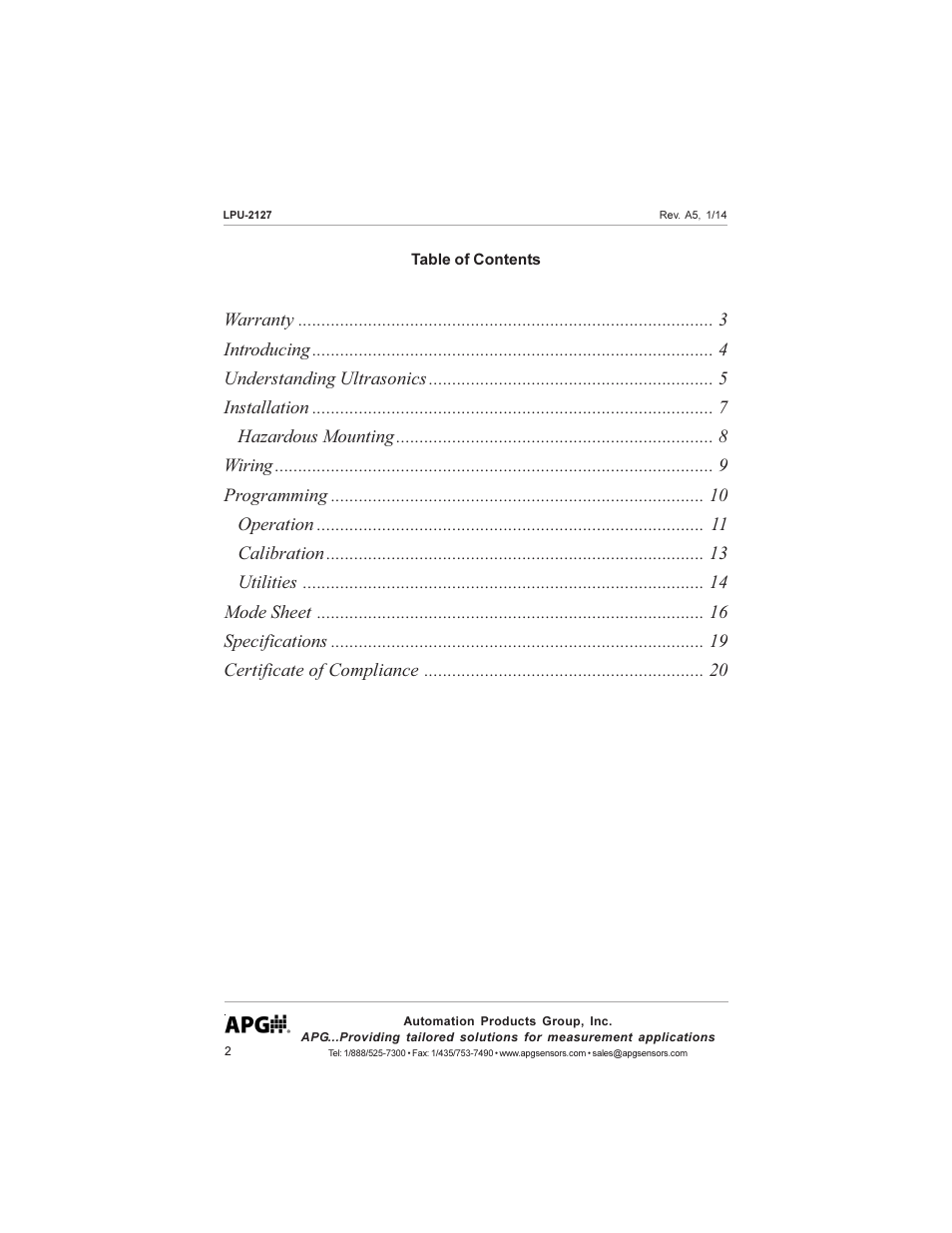APG LPU-2127 user manual User Manual | Page 2 / 27