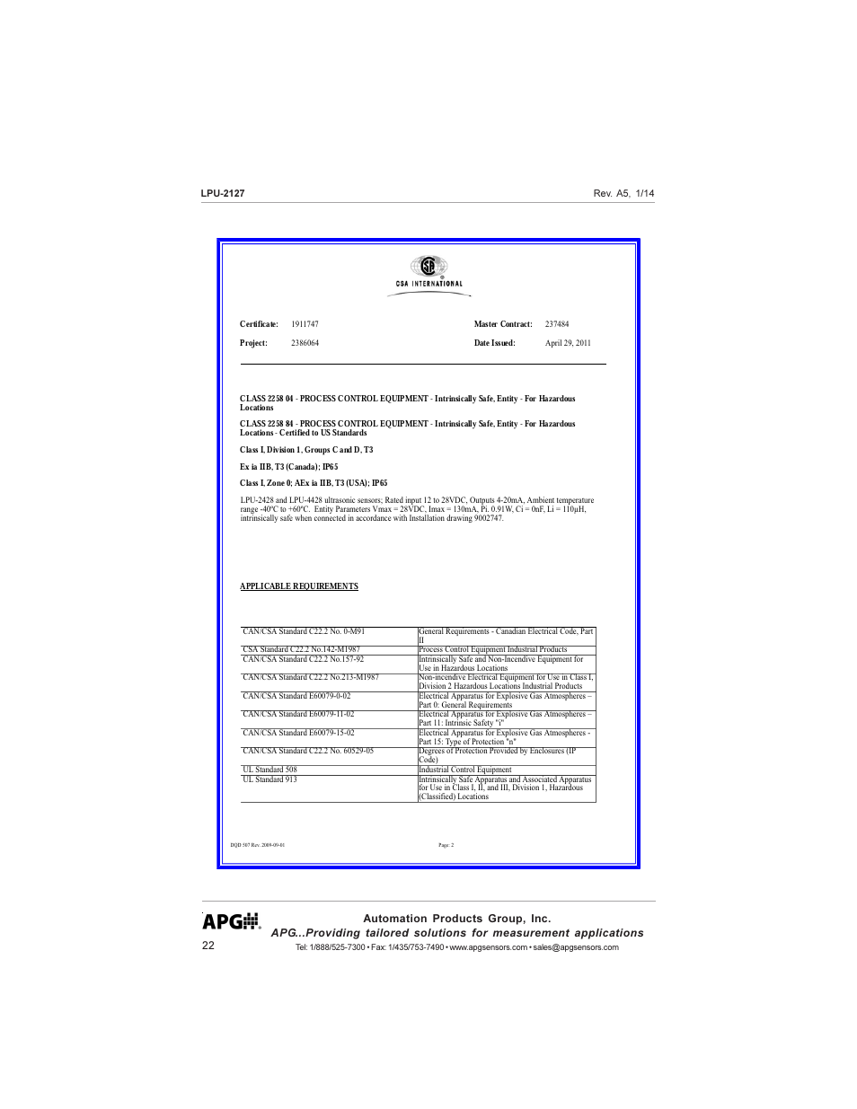 APG LPU-2127 user manual User Manual | Page 22 / 27