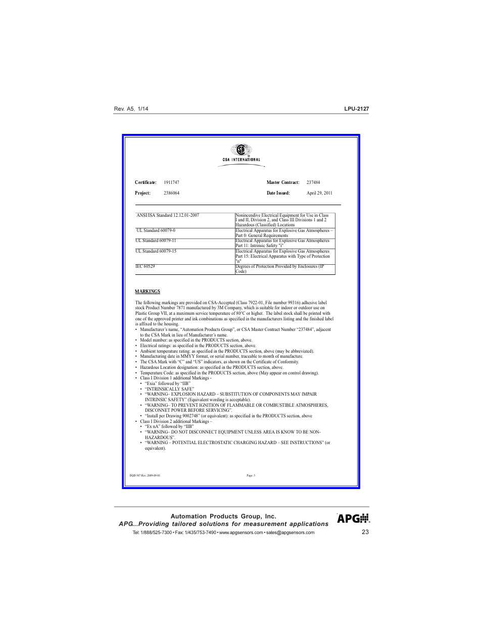 APG LPU-2127 user manual User Manual | Page 23 / 27