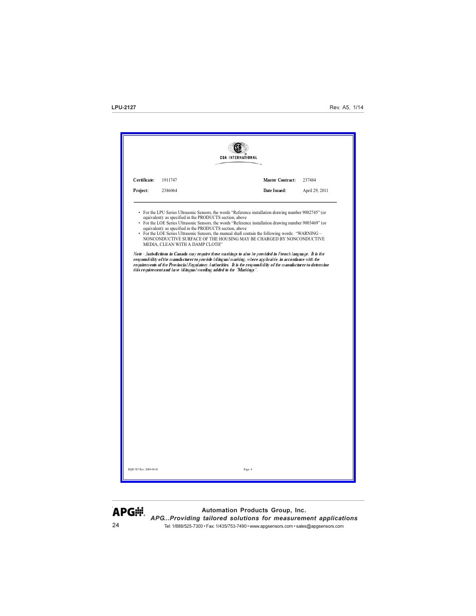 APG LPU-2127 user manual User Manual | Page 24 / 27
