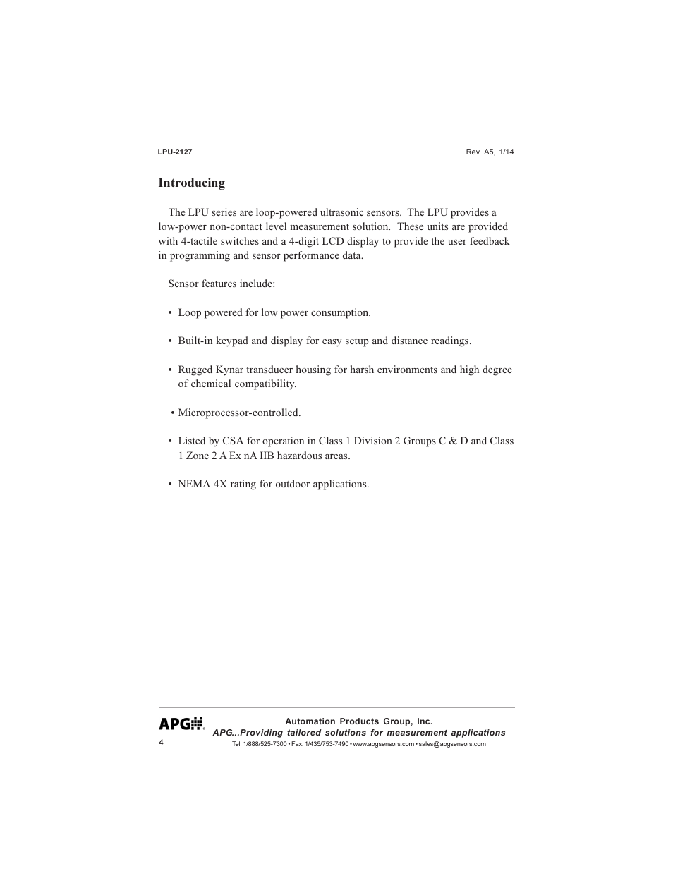 Introducing | APG LPU-2127 user manual User Manual | Page 4 / 27