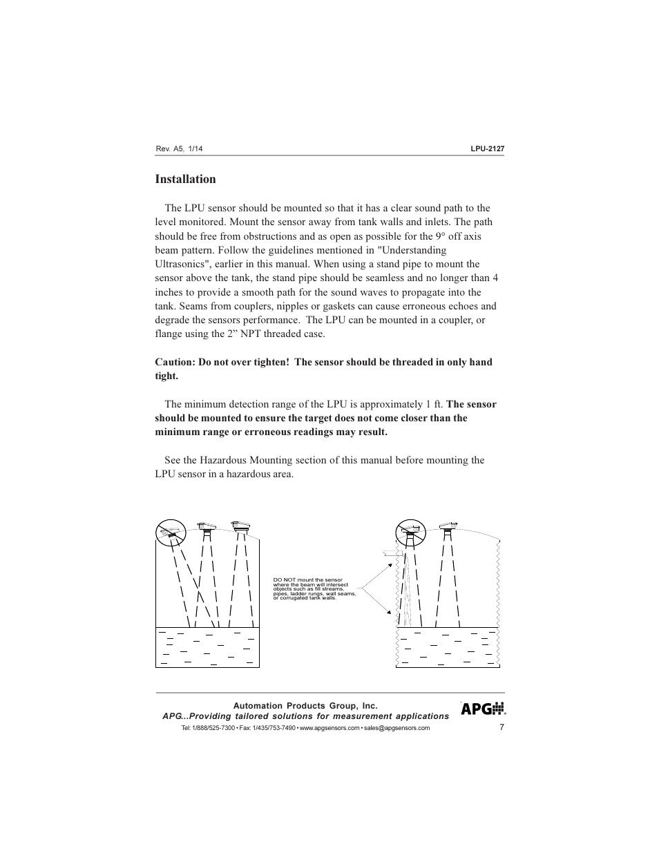 Installation | APG LPU-2127 user manual User Manual | Page 7 / 27