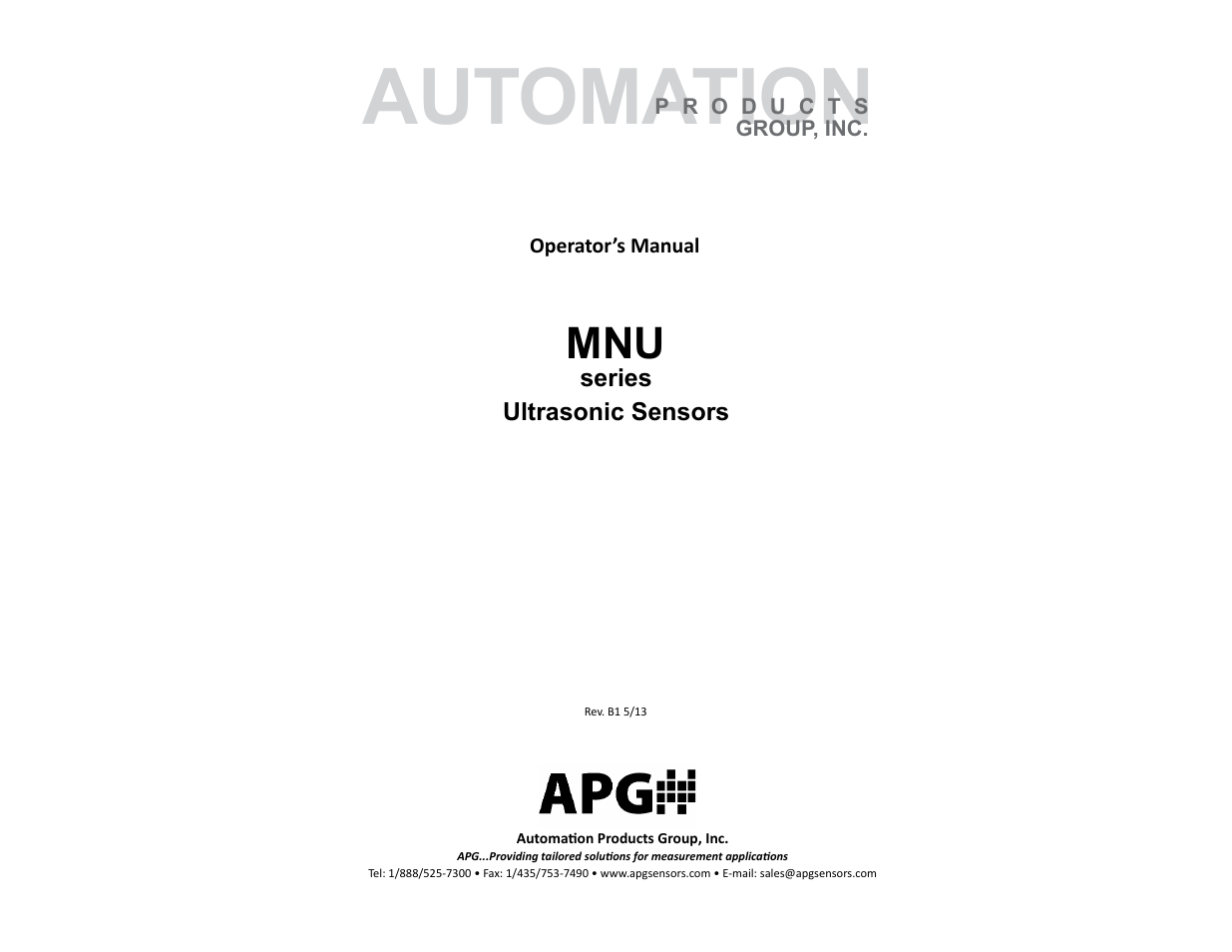 APG MNU Slave Sensor user manual User Manual | 40 pages