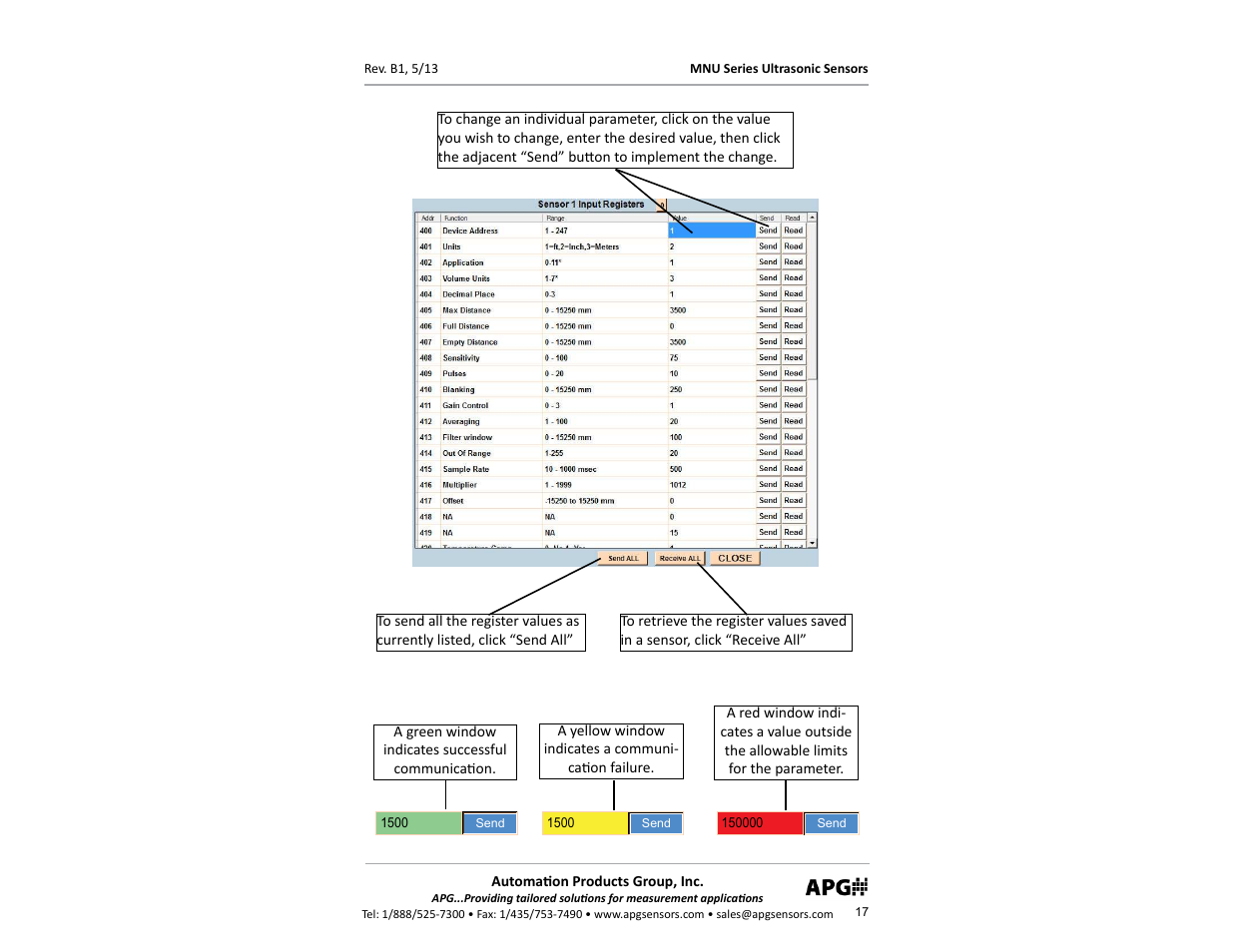 APG MNU Slave Sensor user manual User Manual | Page 17 / 40