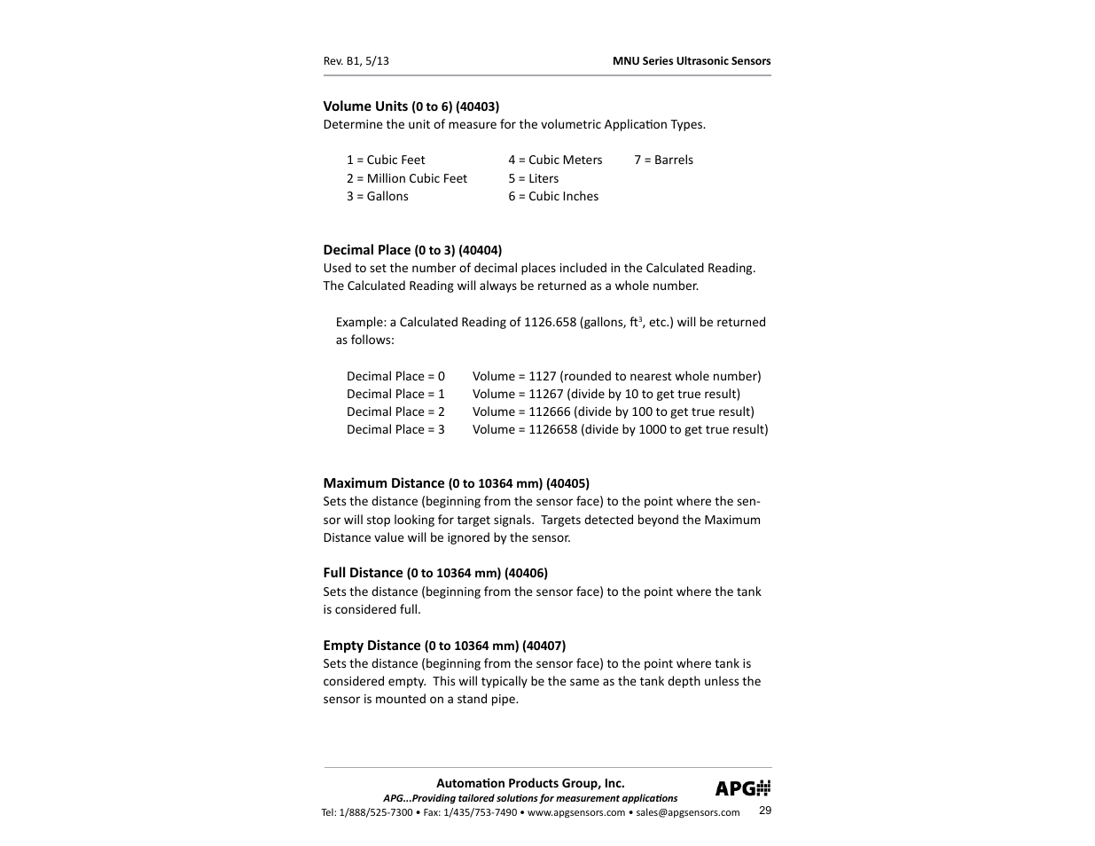 APG MNU Slave Sensor user manual User Manual | Page 29 / 40