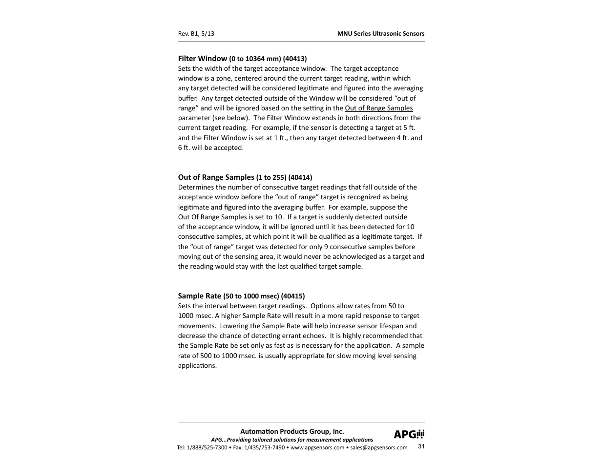 APG MNU Slave Sensor user manual User Manual | Page 31 / 40