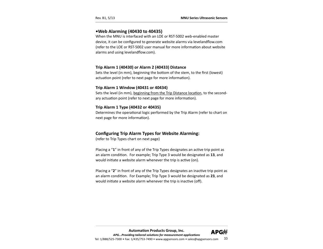 APG MNU Slave Sensor user manual User Manual | Page 33 / 40