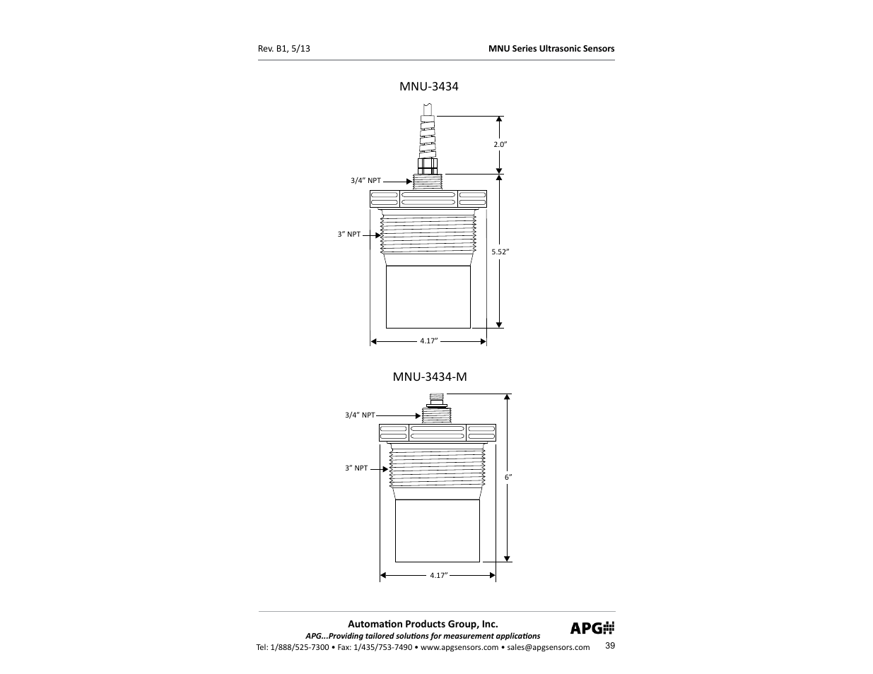 Mnu-3434, Mnu-3434-m | APG MNU Slave Sensor user manual User Manual | Page 39 / 40