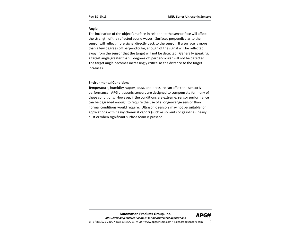 APG MNU Slave Sensor user manual User Manual | Page 5 / 40