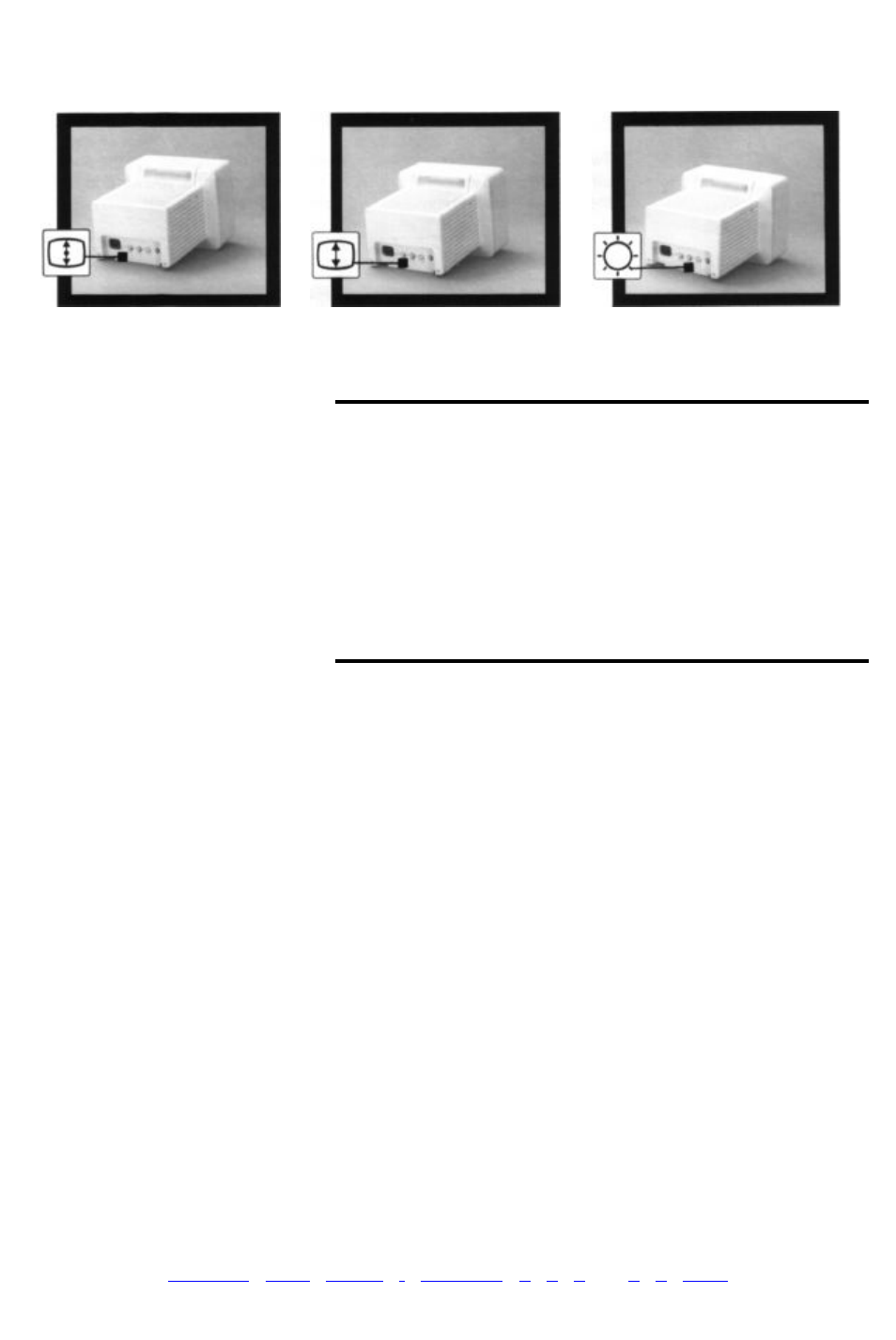 Monitor operation, Adjusting contrast and brightness, Vertical hold control | Vertical size control brightness control, 4monitor iic controls | Apple IIc User Manual | Page 8 / 11