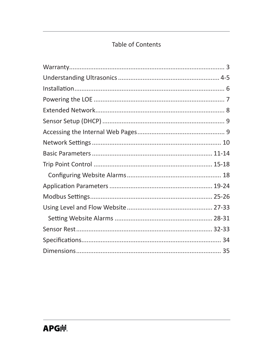 APG LOE Master Sensor user manual User Manual | Page 2 / 36