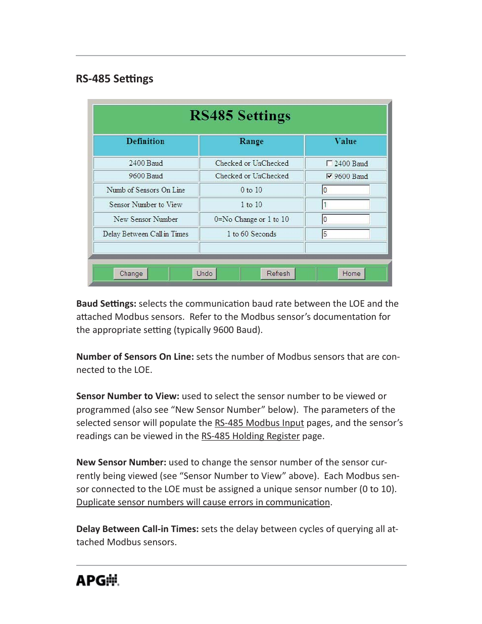 Rs-485 se ngs | APG LOE Master Sensor user manual User Manual | Page 26 / 36