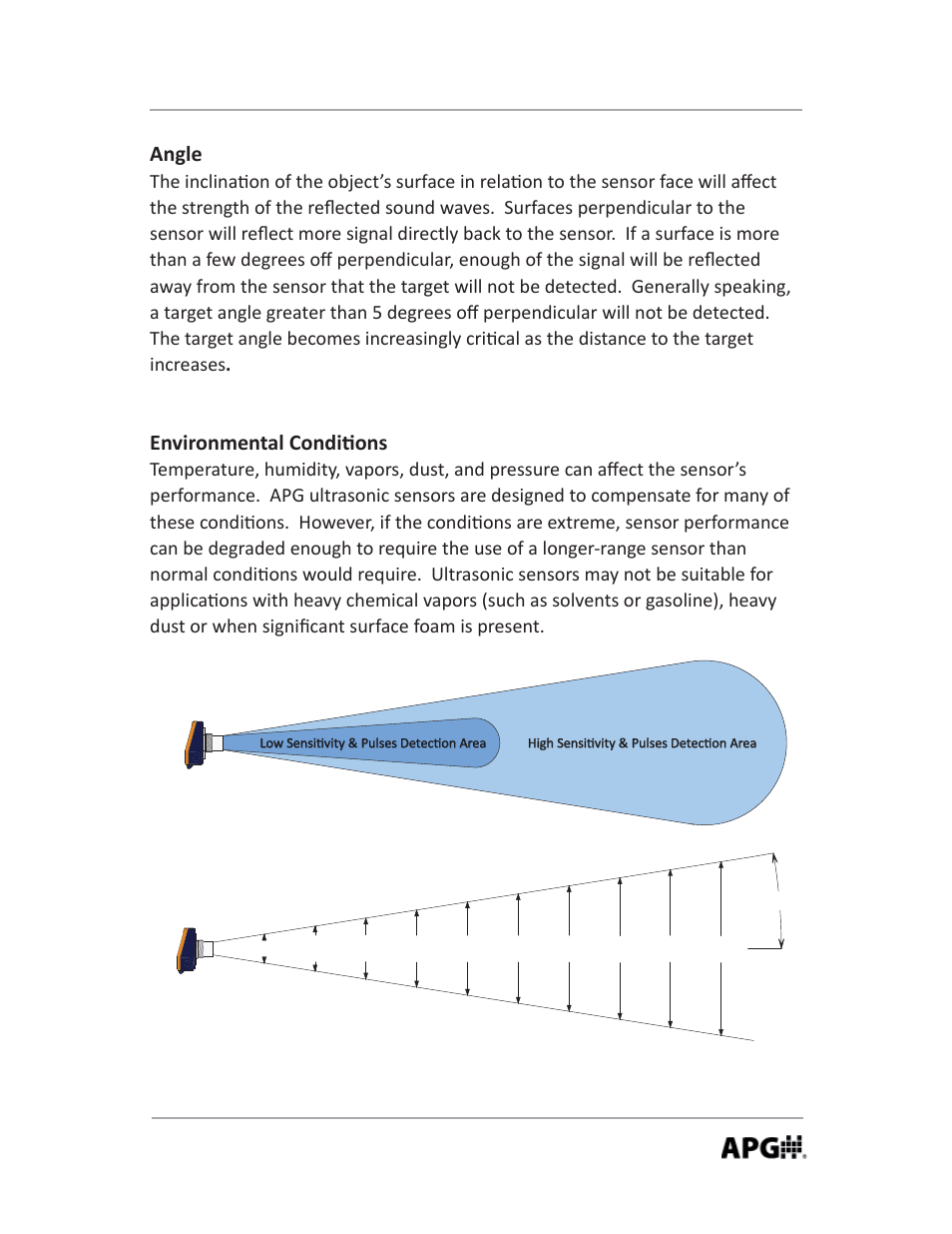 Angle, Environmental condi ons | APG LOE Master Sensor user manual User Manual | Page 5 / 36