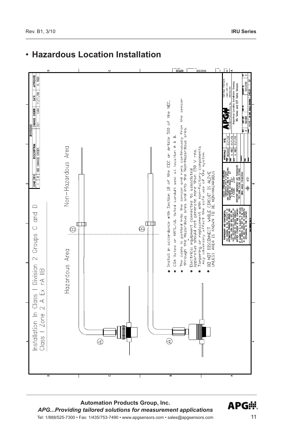 Hazardous location installation | APG IRU-9400 user manual User Manual | Page 11 / 42