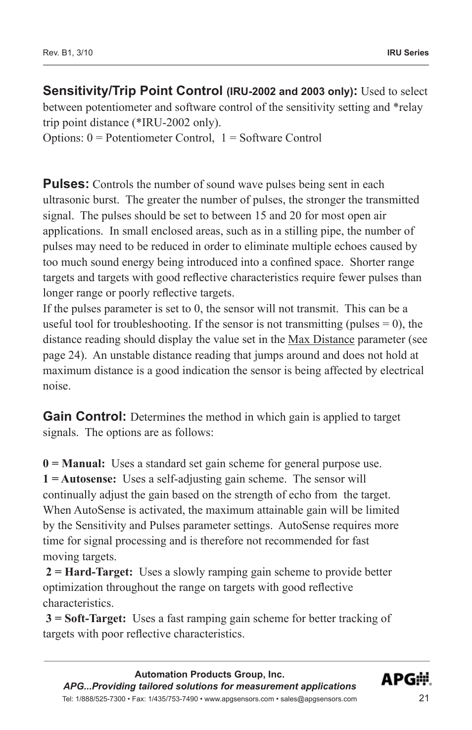 APG IRU-9400 user manual User Manual | Page 21 / 42