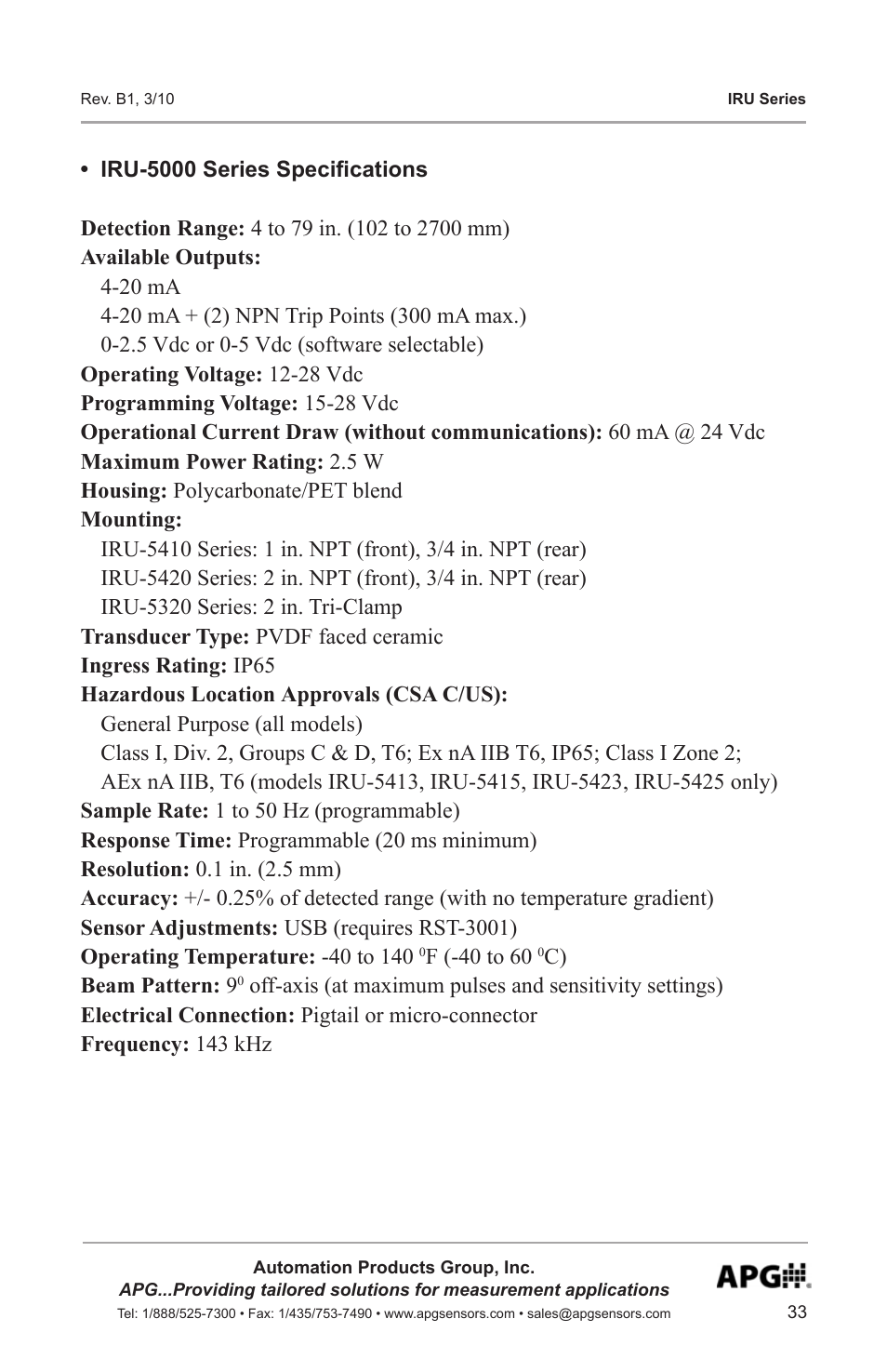 APG IRU-9400 user manual User Manual | Page 33 / 42