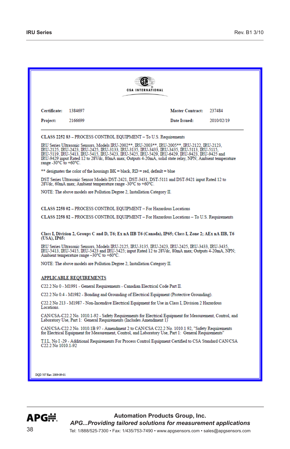 APG IRU-9400 user manual User Manual | Page 38 / 42
