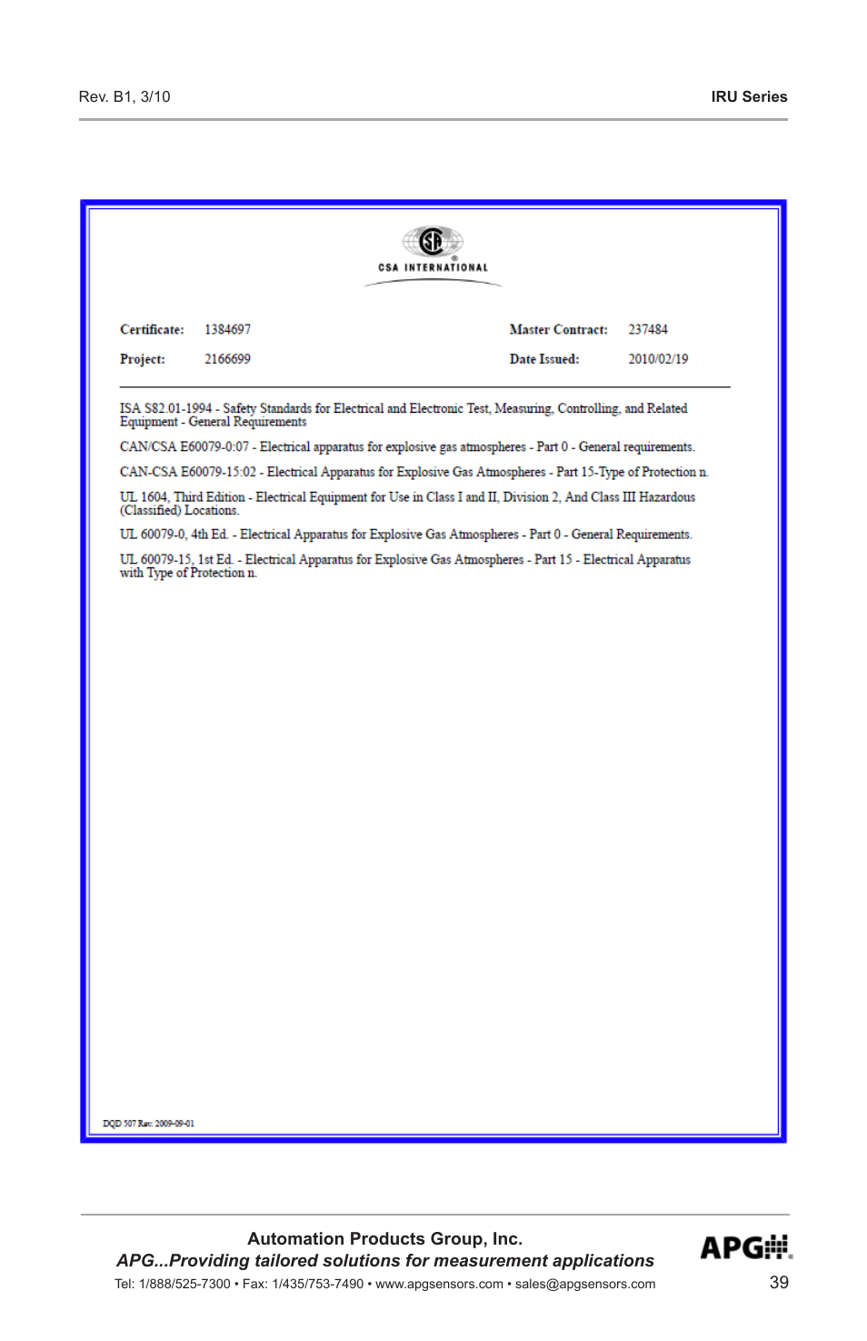 APG IRU-9400 user manual User Manual | Page 39 / 42