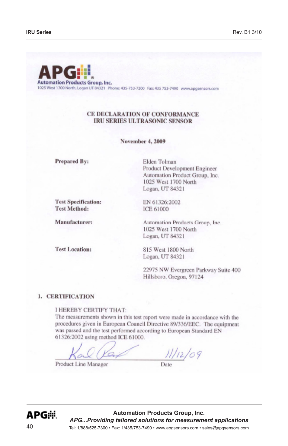 APG IRU-9400 user manual User Manual | Page 40 / 42