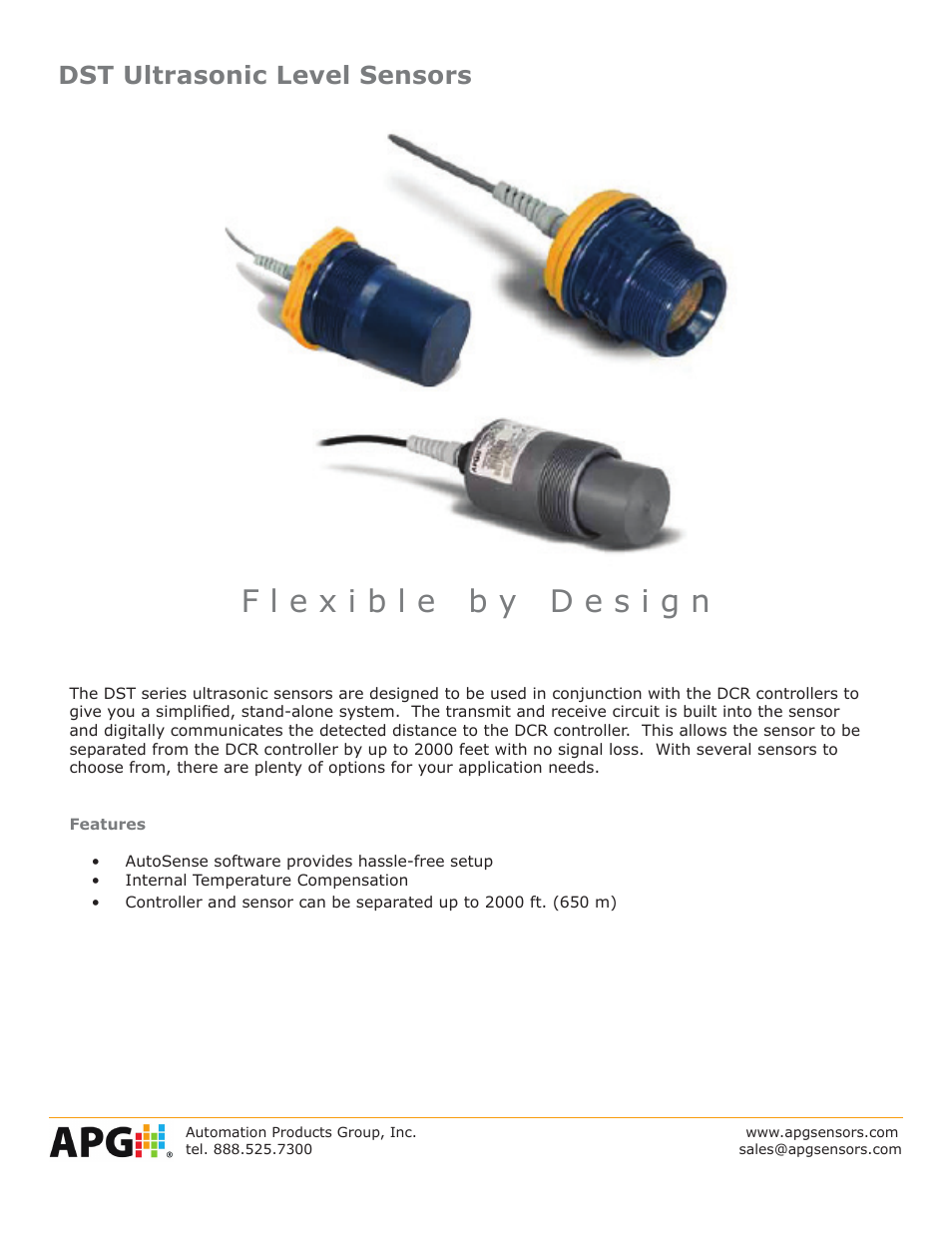 APG DST Sensors datasheet User Manual | 4 pages