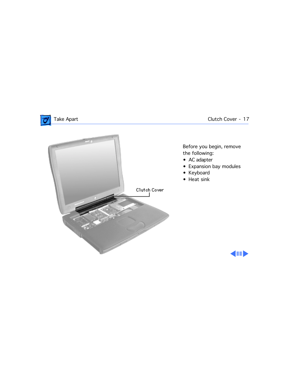 Clutch cover | Apple PowerBook G3 Series User Manual | Page 18 / 112