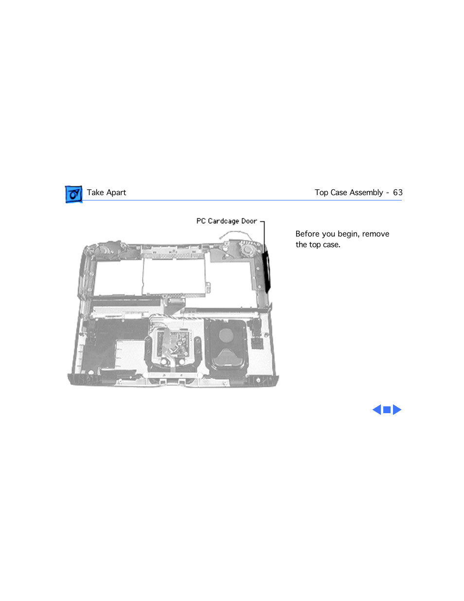 Pc cardcage door | Apple PowerBook G3 Series User Manual | Page 64 / 112