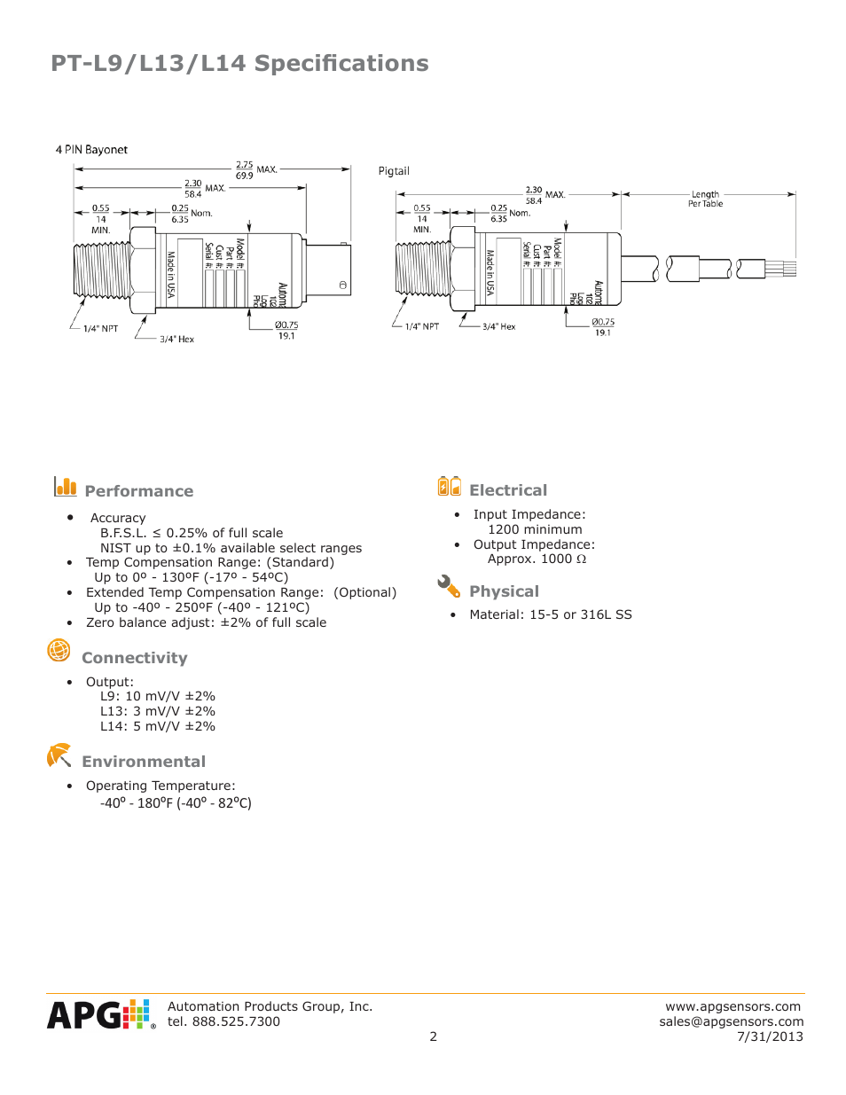 APG L14-C datasheet User Manual | Page 2 / 4