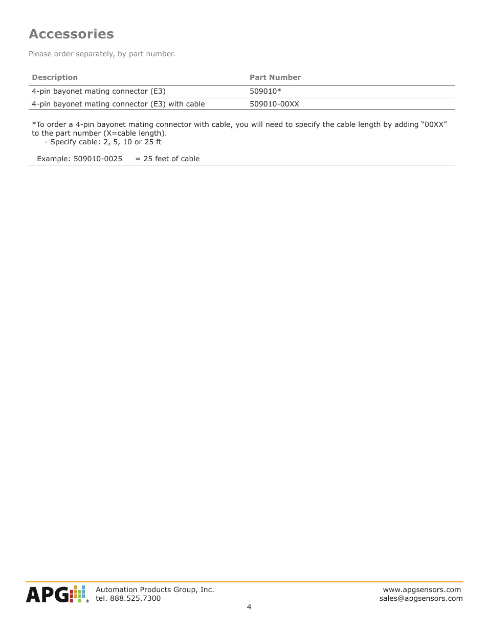 Accessories | APG L14-C datasheet User Manual | Page 4 / 4