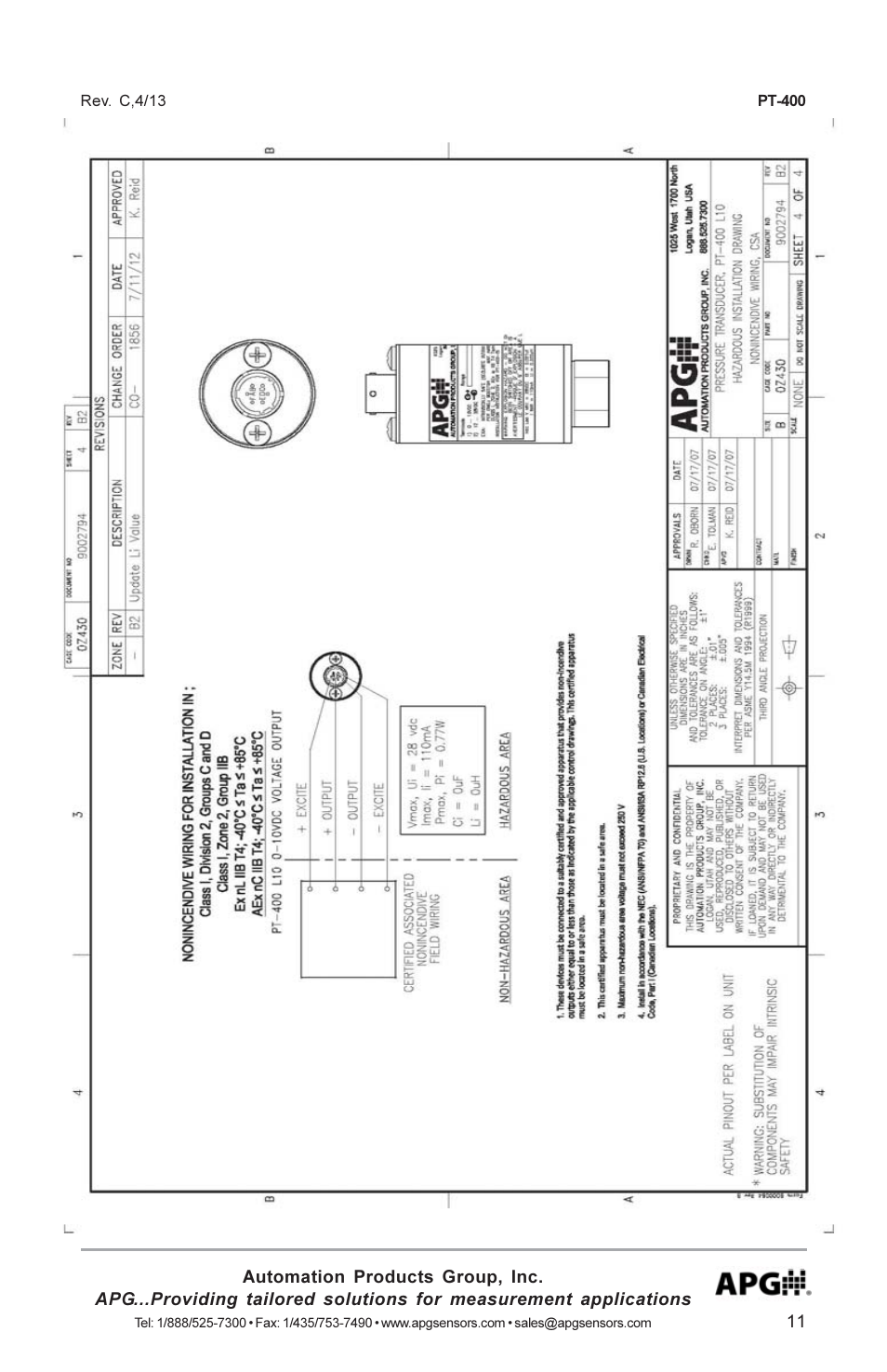 APG PT-400 Pressure Transducer user manual User Manual | Page 11 / 17