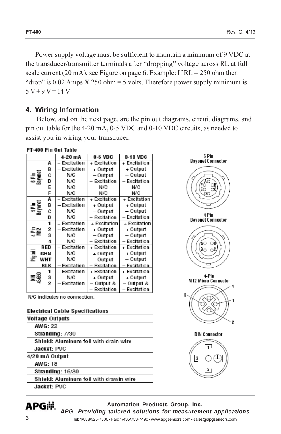 APG PT-400 Pressure Transducer user manual User Manual | Page 6 / 17