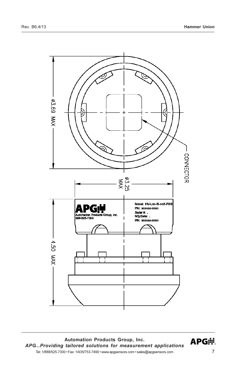 APG Hammer Union Pressure Tansmitter user manual User Manual | Page 7 / 13