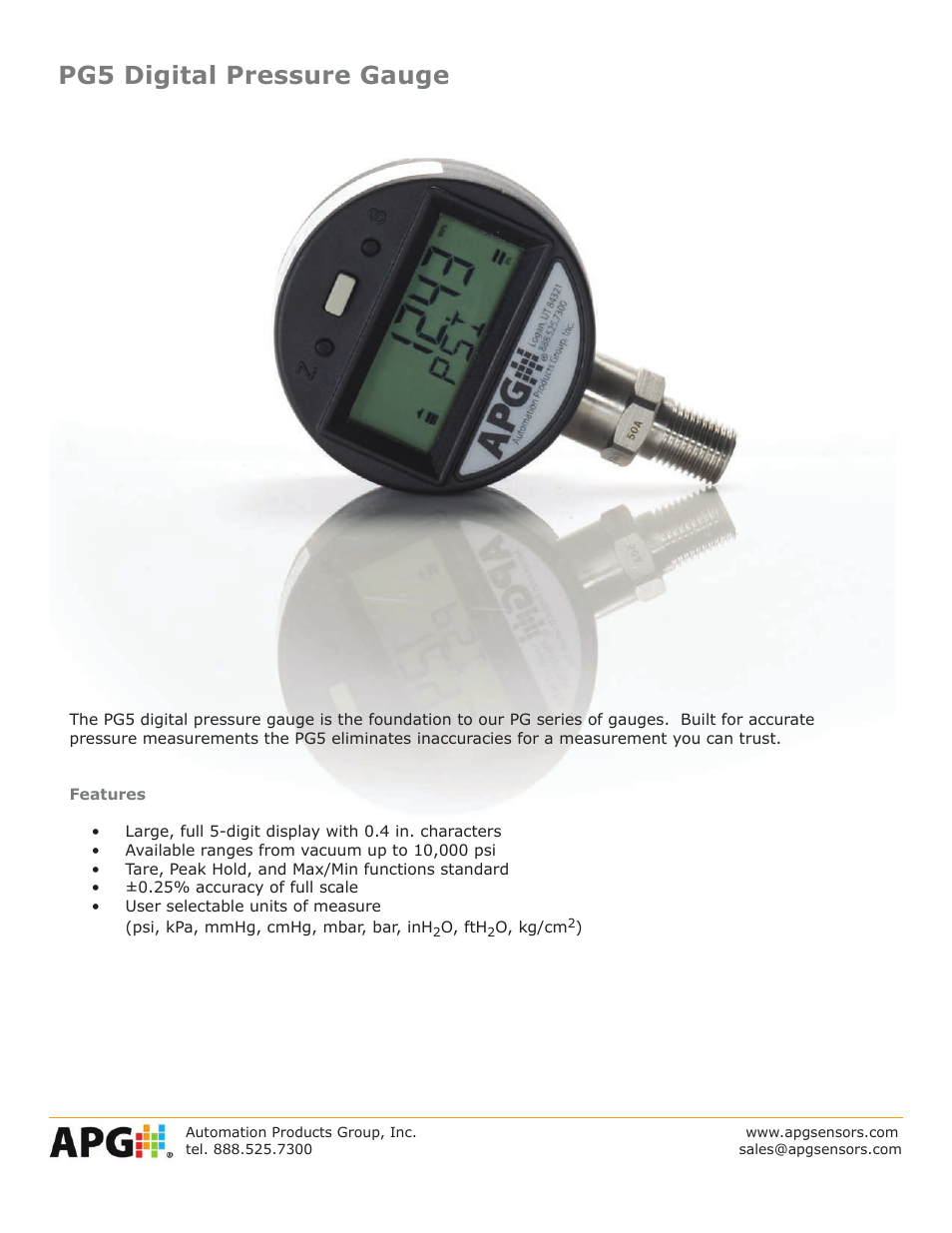 APG PG5 datasheet User Manual | 4 pages