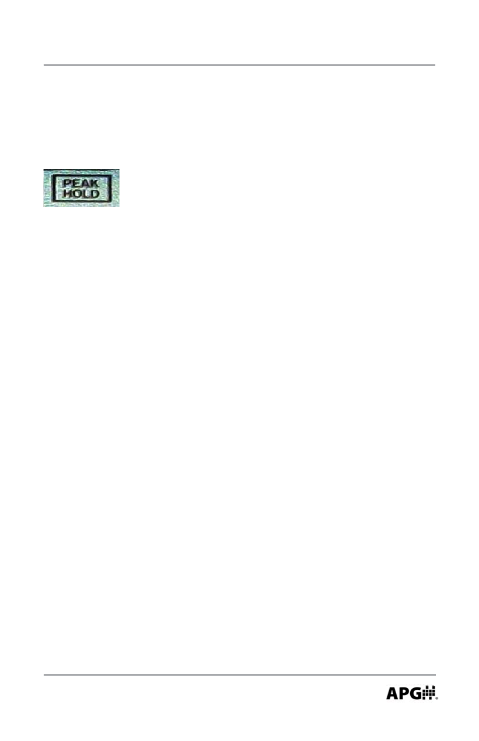 Peak-hold (p hold), Enabling the peak-hold feature | APG PG5 user manual User Manual | Page 11 / 28