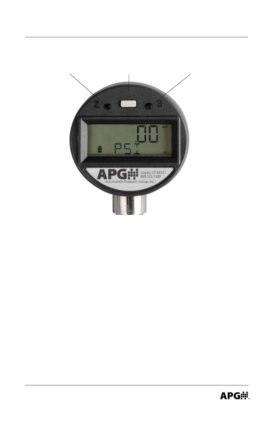 Accessing the main setup menu, Exiting the main setup menu, Z button on/off button s button | APG PG5 user manual User Manual | Page 7 / 28