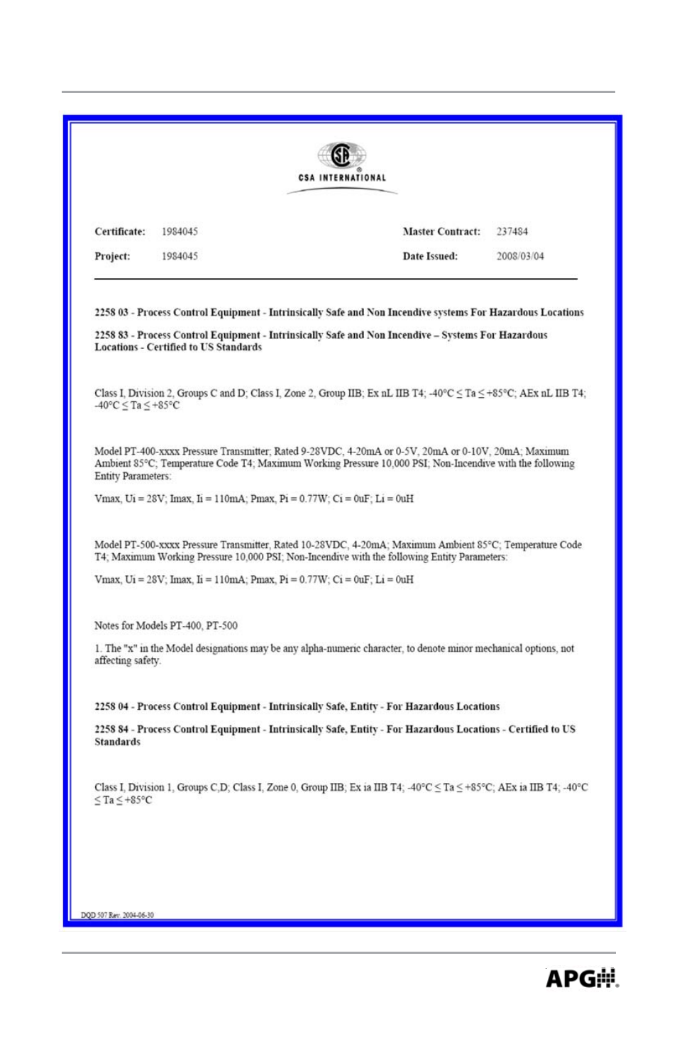 APG PT-503 Slave Submersible user manual User Manual | Page 11 / 16