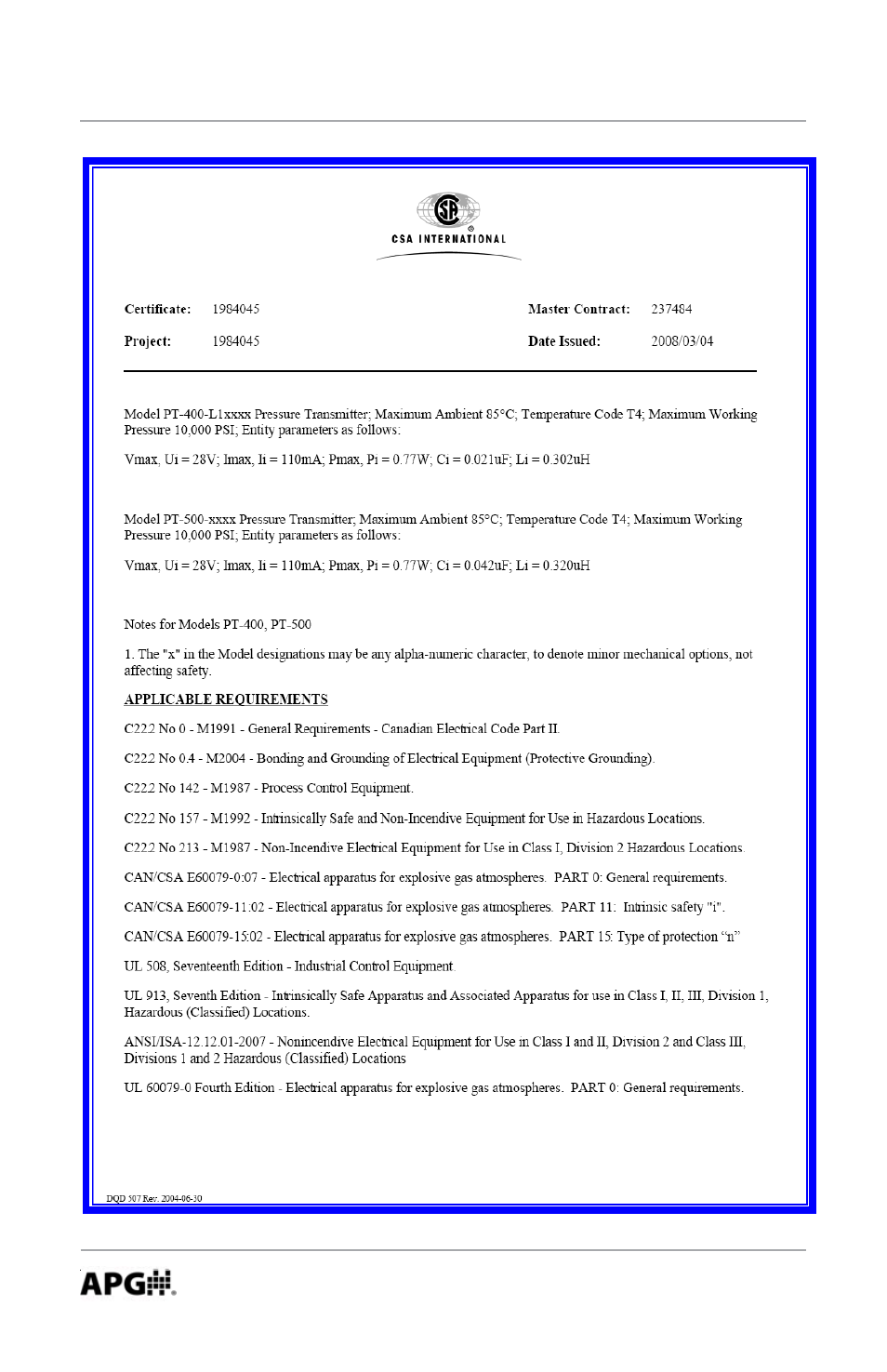 APG PT-503 Slave Submersible user manual User Manual | Page 12 / 16
