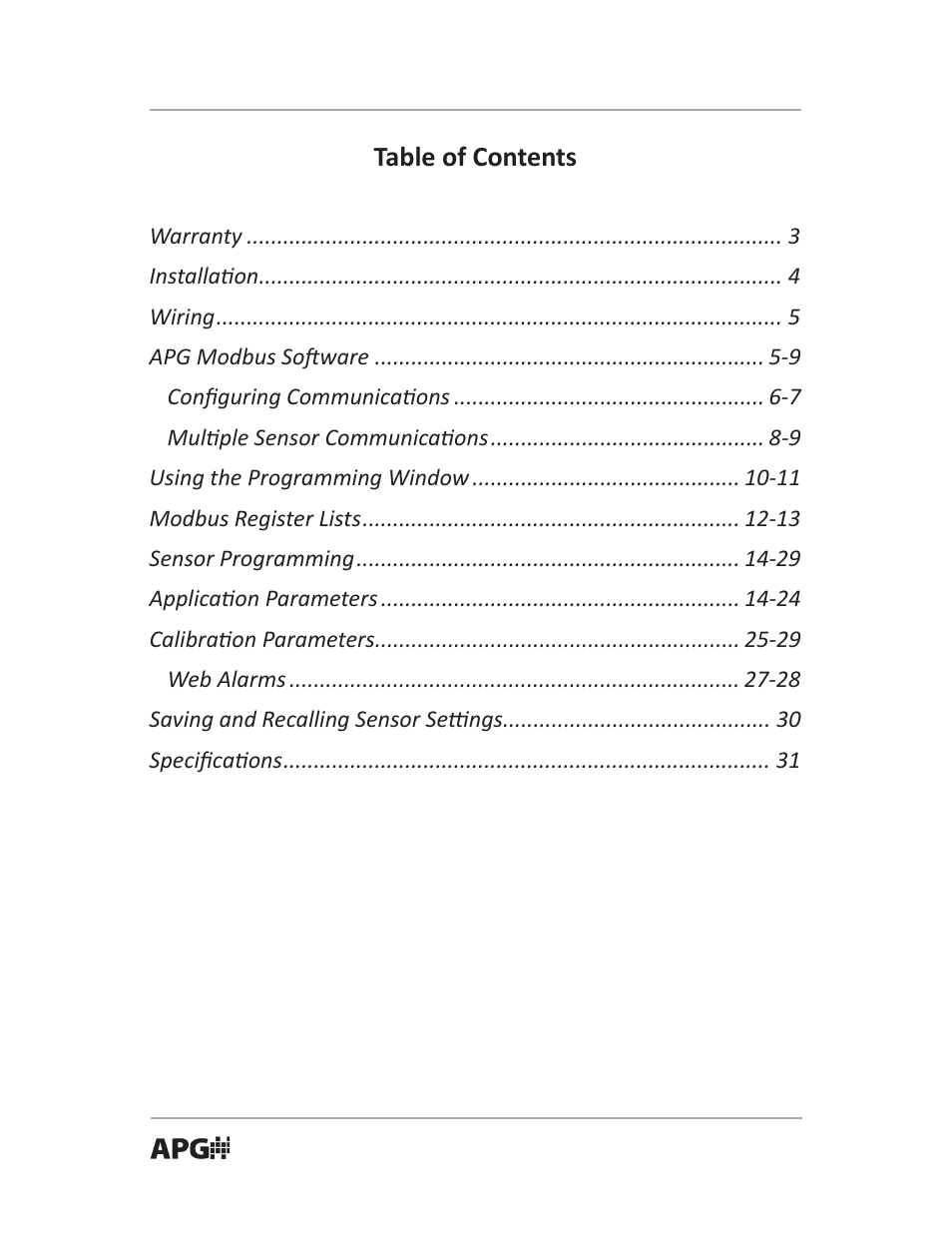 APG PT-503 Slave Submersible Modbus user manual User Manual | Page 2 / 32