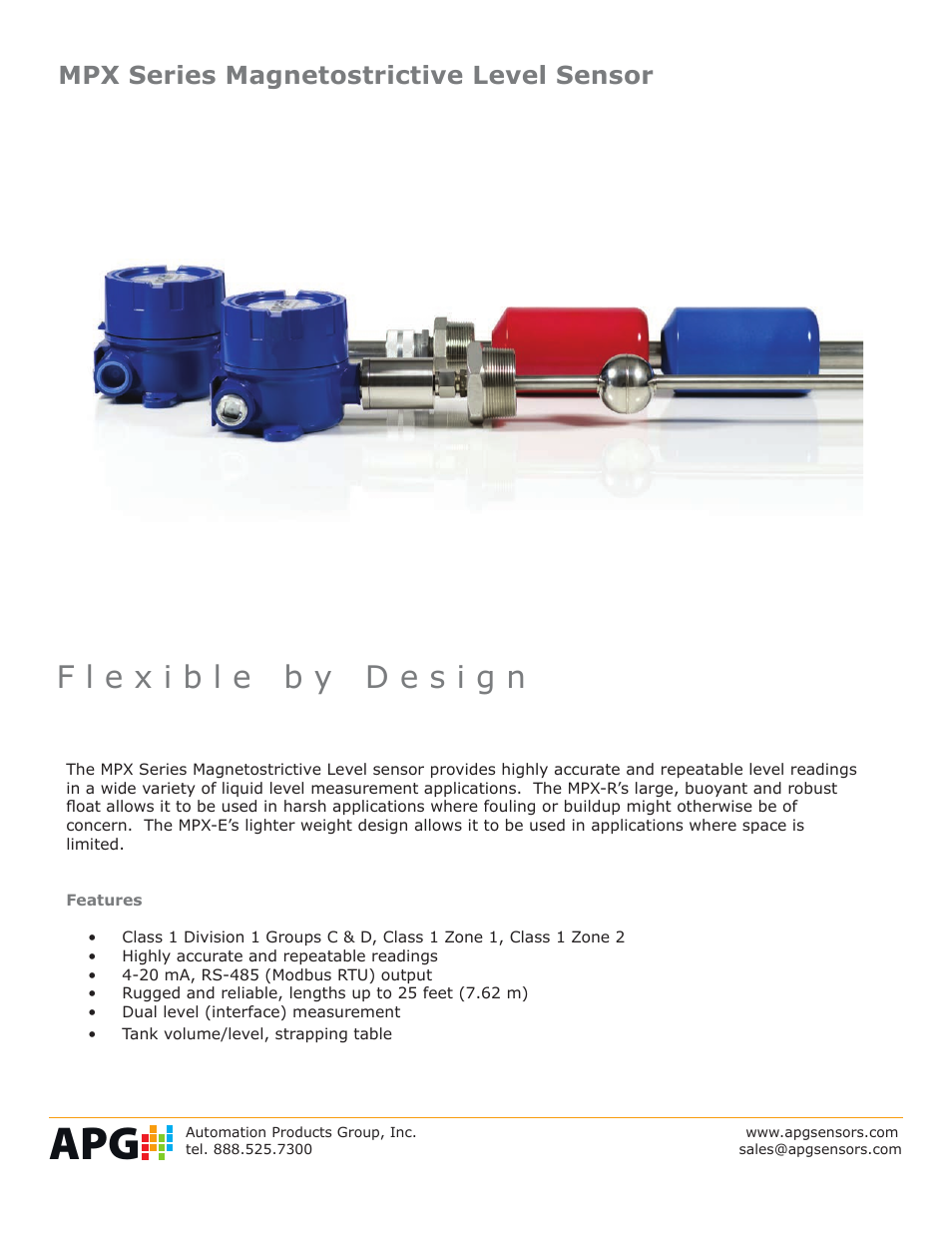 APG MPX Slave Sensor datasheet User Manual | 4 pages