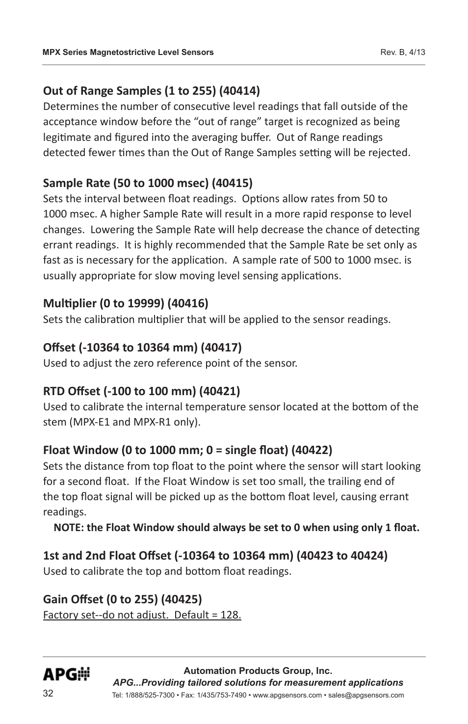 APG MPX Slave Sensor user manual User Manual | Page 32 / 48