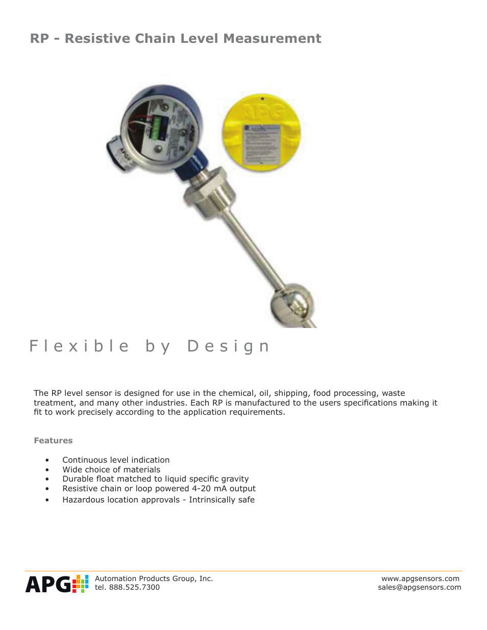 APG RP Resistive Chain datasheet User Manual | 4 pages