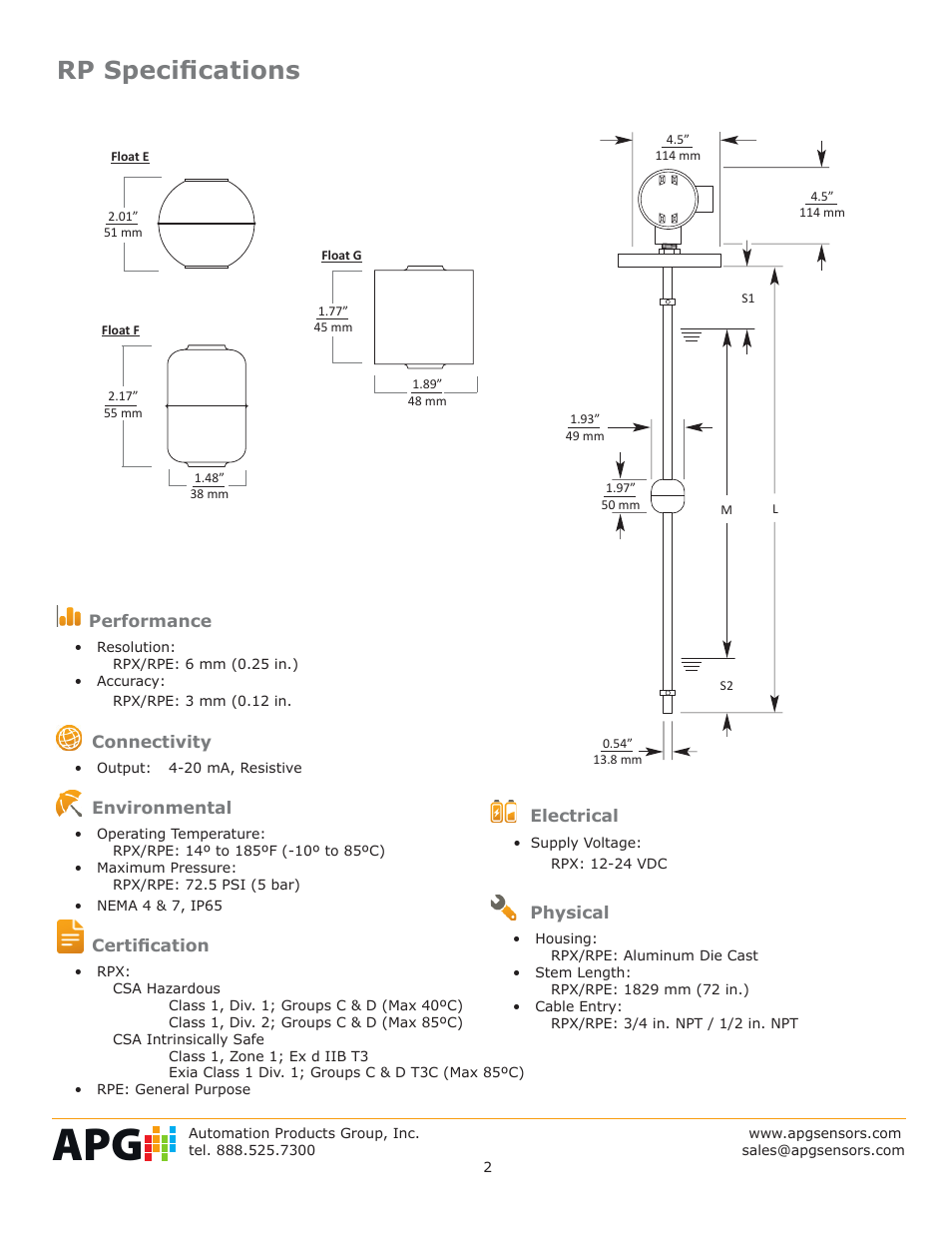 Rp specifications | APG RP Resistive Chain datasheet User Manual | Page 2 / 4