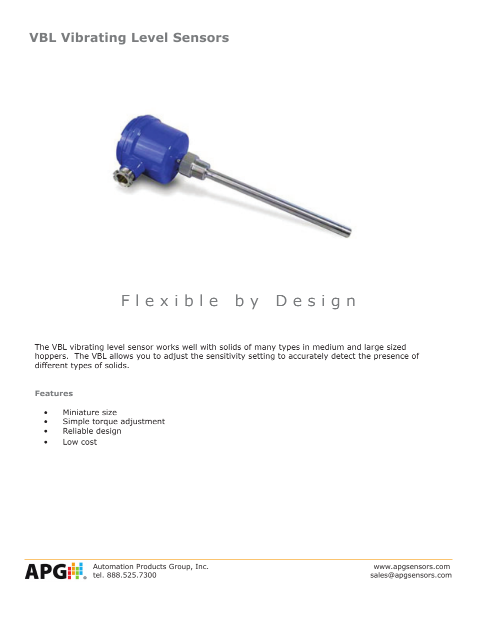 APG VBL Vibrating Switch datasheet User Manual | 4 pages