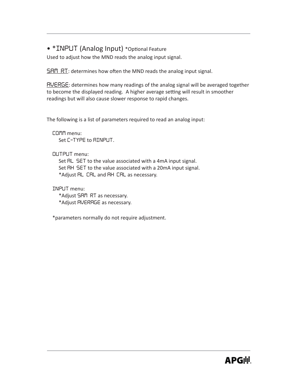 Input (analog input) | APG MND user manual User Manual | Page 21 / 32