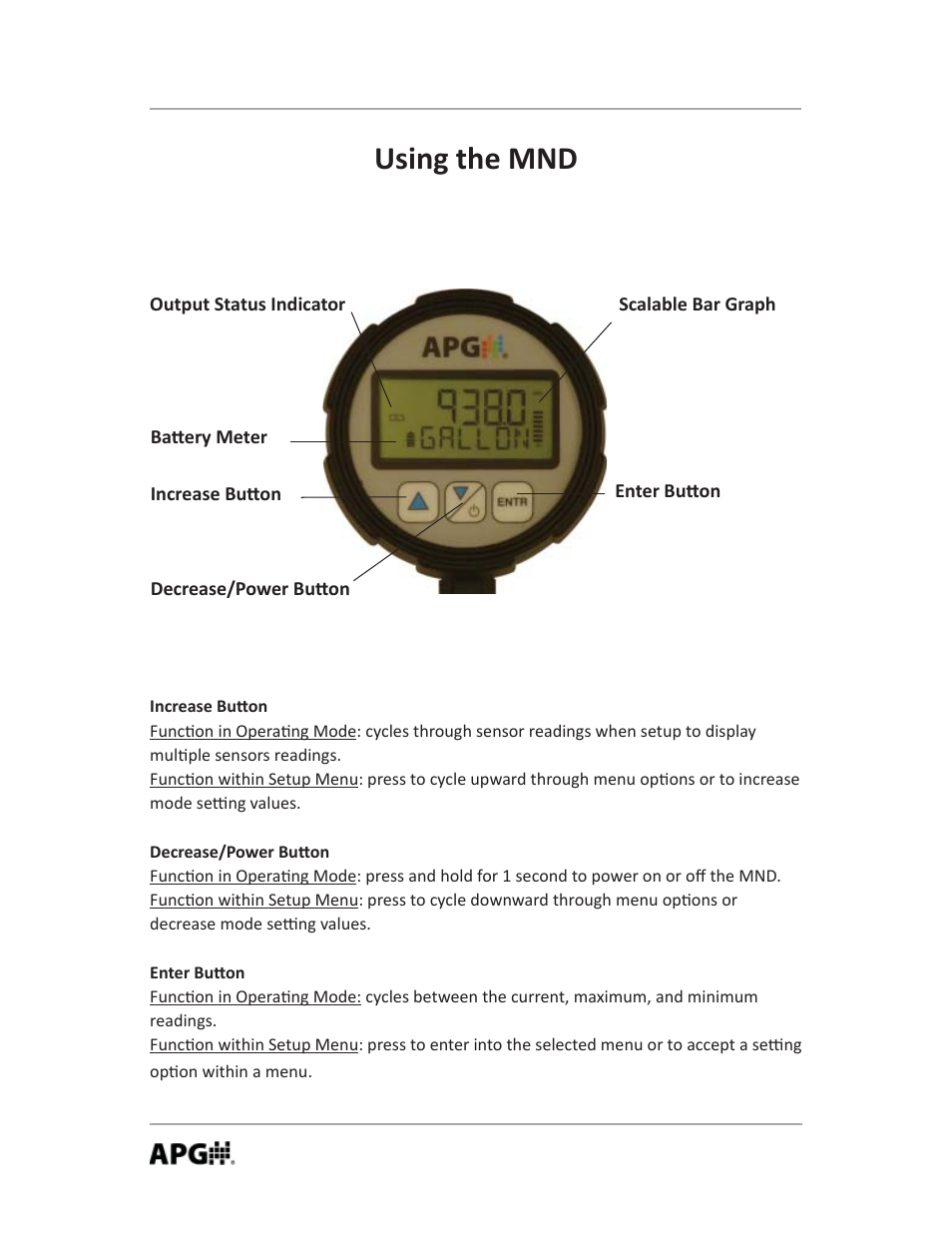 Using the mnd | APG MND user manual User Manual | Page 6 / 32